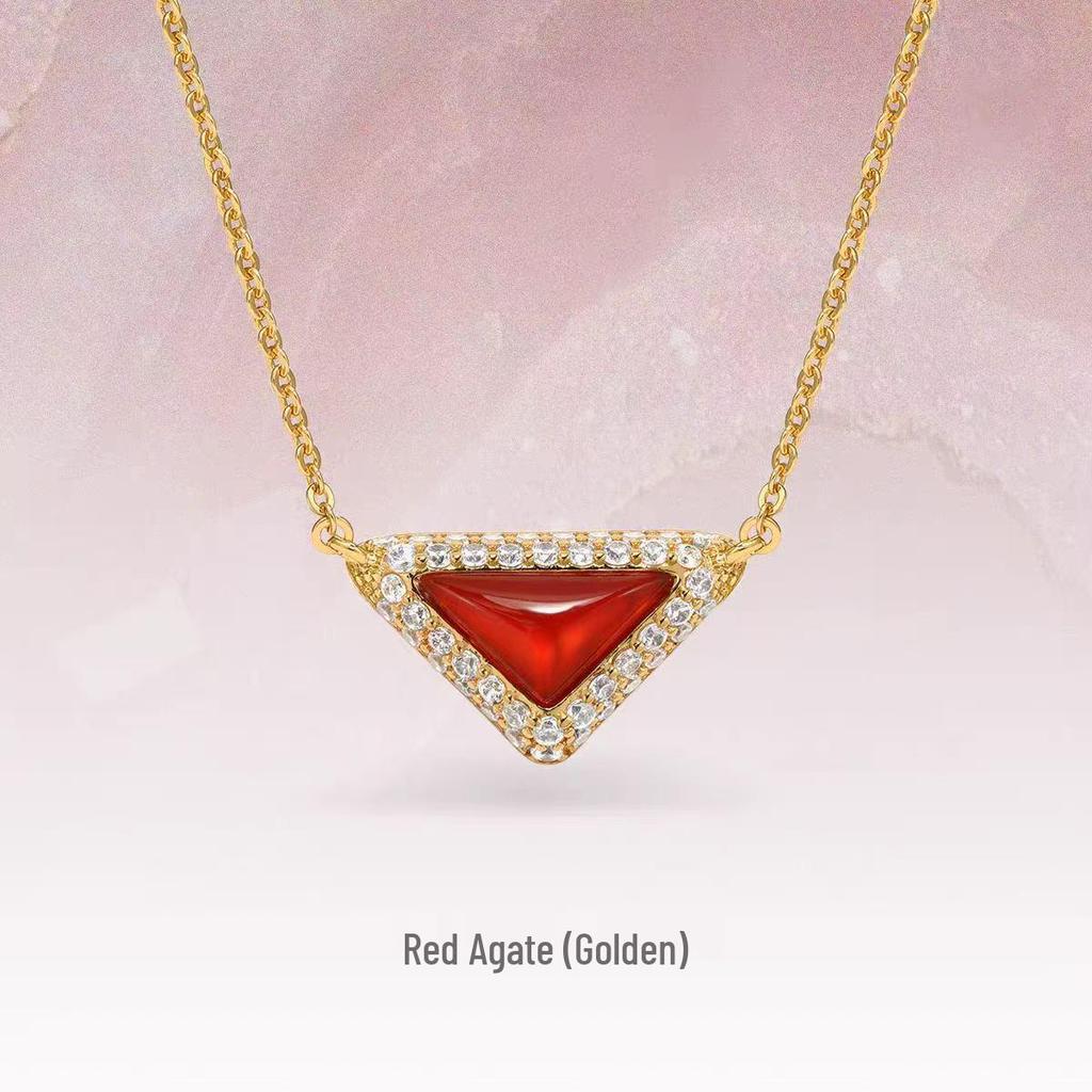 Ожерелье из натурального камня треугольной формы с бриллиантами - Роскошное, изысканное и универсальное колье-цепочка для ключицы для создания высококлассного стиля.