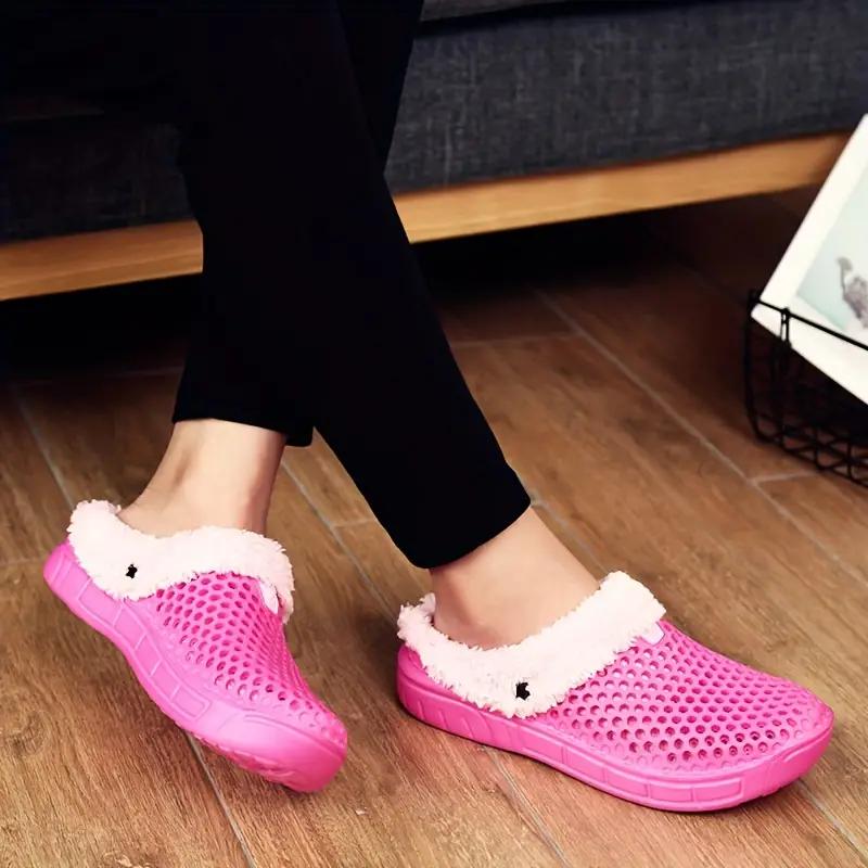 Women's Stylish Solid Color Thickened Hole Shoes, Comfortable Outdoor Warm Snow Shoes