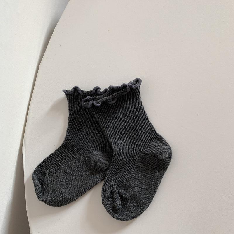 Детские короткие носки без ножек без ножек из чистого хлопка со свободным ртом и деревянным краем уха для мальчиков, средние носки-трубочки для девочек, кружевные носки для младенцев, носки