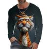 Men's T-Shirt Fashion Animal Tiger Wolf Pattern 3D Printed Autumn Men's Long Sleeves T-Shirt Casual Oversized Pullover Tshirt
