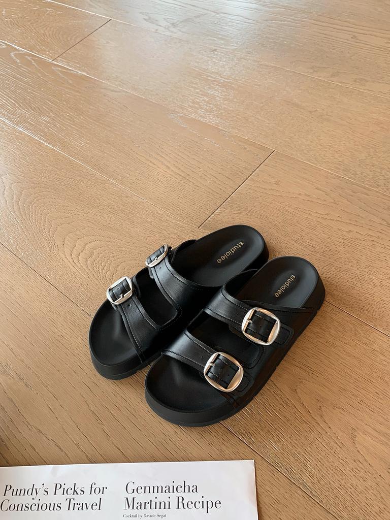 Версия из овчины~ Мать винограда имеет ту же высоту, увеличенную на 3,5 см~ Ленивая круглая голова с двойной пряжкой и пляжными шлепанцами Birkencool