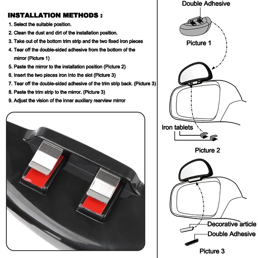 Автомобильное вспомогательное зеркало заднего вида, боковое регулируемое широкоугольное зеркало заднего вида для парковки, вспомогательное выпуклое