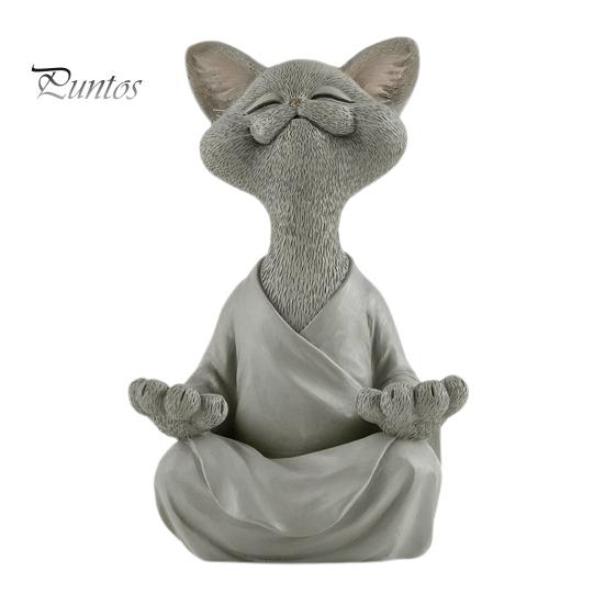 Медитирующая фигурка кошки, смоляная скульптура кошки дзен, сидящая в медитации кошка, украшение для йоги, гостиной, спальни, офиса, подарок для любителя кошек