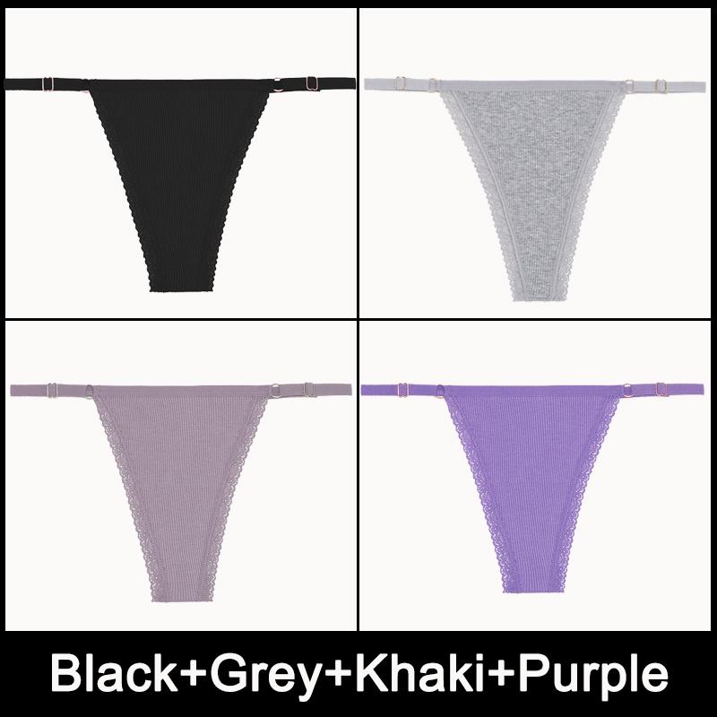4PCS/Set Adjustable Waist Sexy G-string Panties Cotton Women's Underwear Girl Female Pantys Bikini Lady Thongs Lingerie