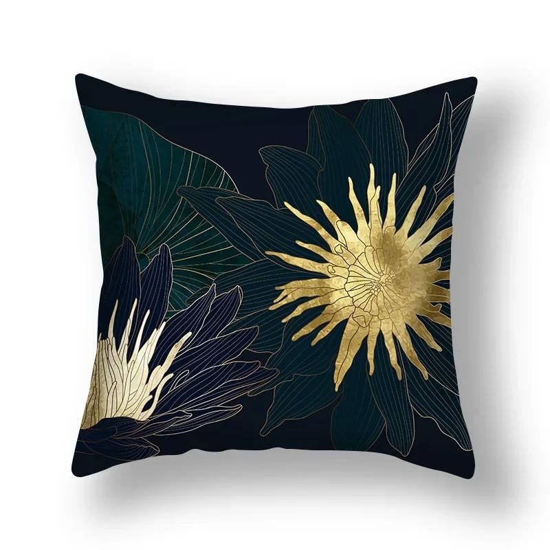Ginkgo Leaves Pillows Case Home Decorative Cushion Cover Golden Polyester Print Pillowcase Car Sofa Pillow Case Home Decor 45*45