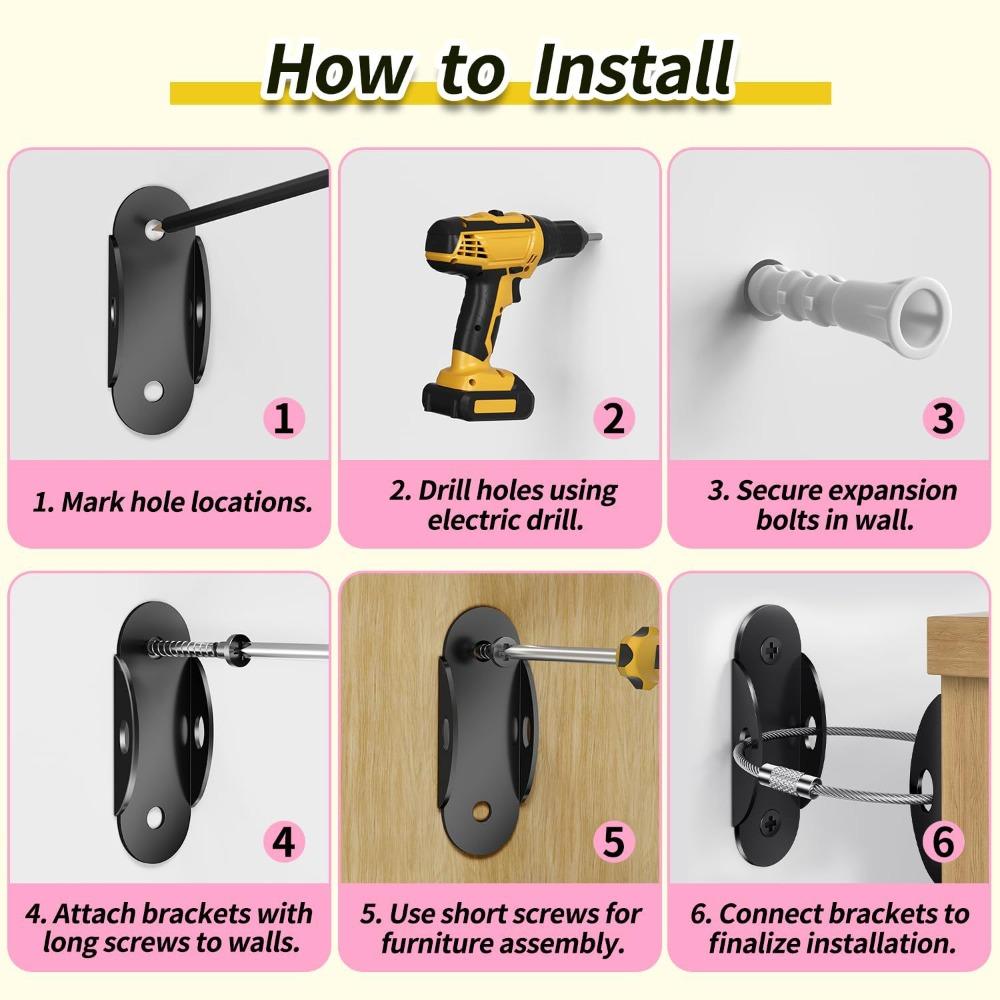 Мебельный анкер Фиксатор для мебели, устройство для предотвращения падения мебели, устройство для защиты от падения, детский ребенок