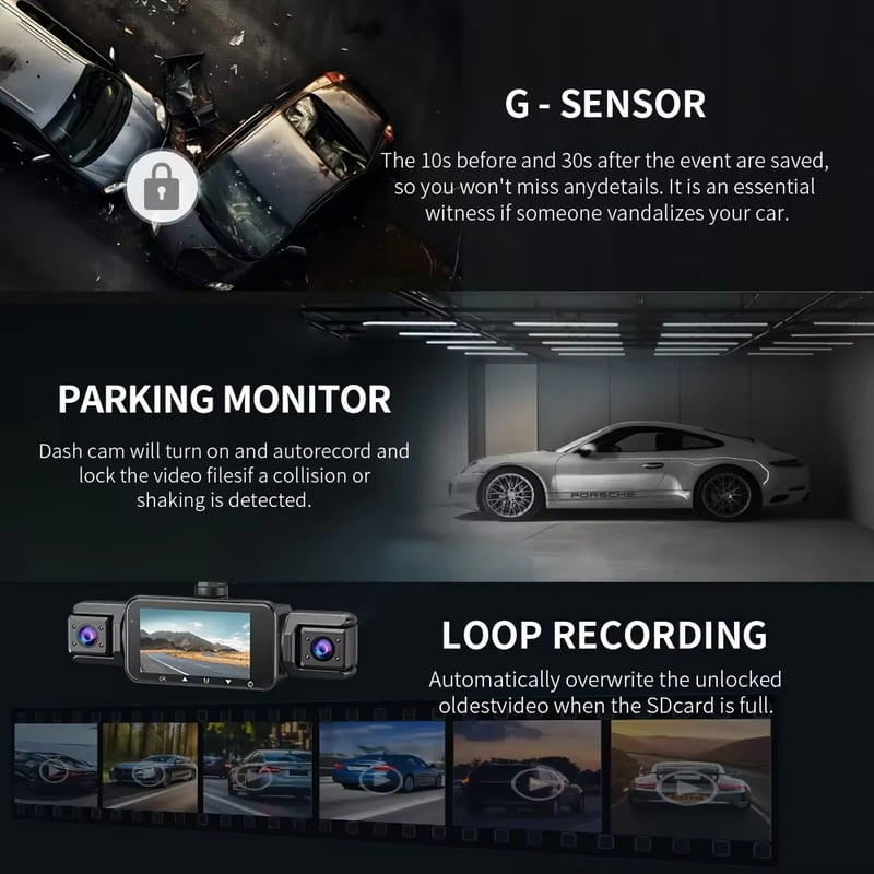 4-канальная видеокамера для приборной панели, камера для вождения с Wi-Fi, 1080P, передняя, левая, правая, задняя, ночное видение, циклическая запись, черный ящик, автомобильные аксессуары