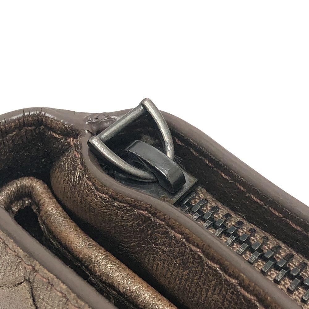 BOTTEGA VENETA Кошелек на молнии Intrecciato Складной кошелек Кожа Коричневый