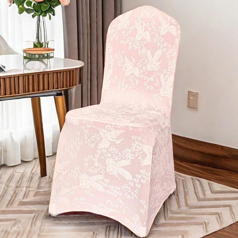 Жаккардовый чехол на стул Розовая вязаная ткань Удобный Дышащий Прочный Чехол на сиденье Роскошный Свадебный Банкетный Декоративный чехол на стул