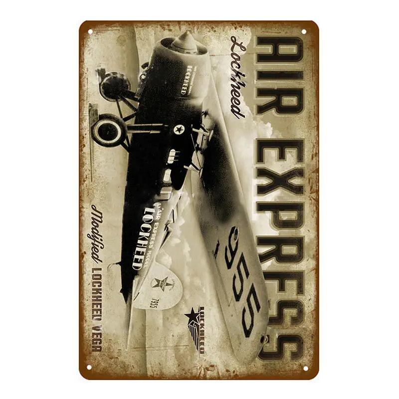 Vintage Airplane Metal Signs Fighter Jet Plane Posters Retro Aircraft Plate Metal Plaque Painting Living Room Home Wall Decor