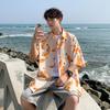 Short sleeved shirt men's summer new style apricot fun banana couple top fashionable floral shirt