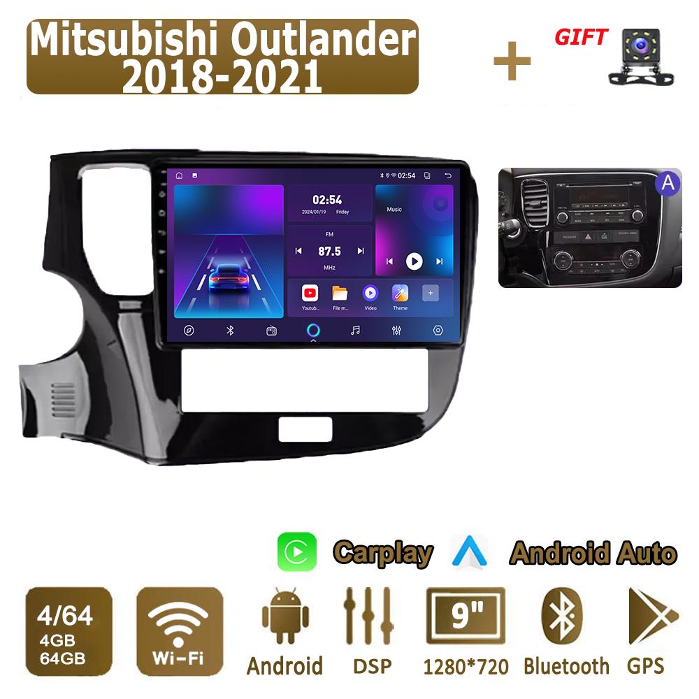 Android Carplay автомобильное радио для Mitsubishi Outlander 2018-2021 мультимедийный проигрыватель головное устройство стерео GPS навигация BT WIFI 4+64 ГБ