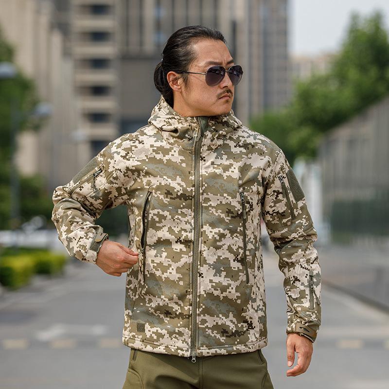 Куртки из акульей кожи Soft-shell Hard Shell Камуфляжная куртка Флисовый Толстый тактический костюм Пальто с капюшоном Производители Красивая куртка для улицы