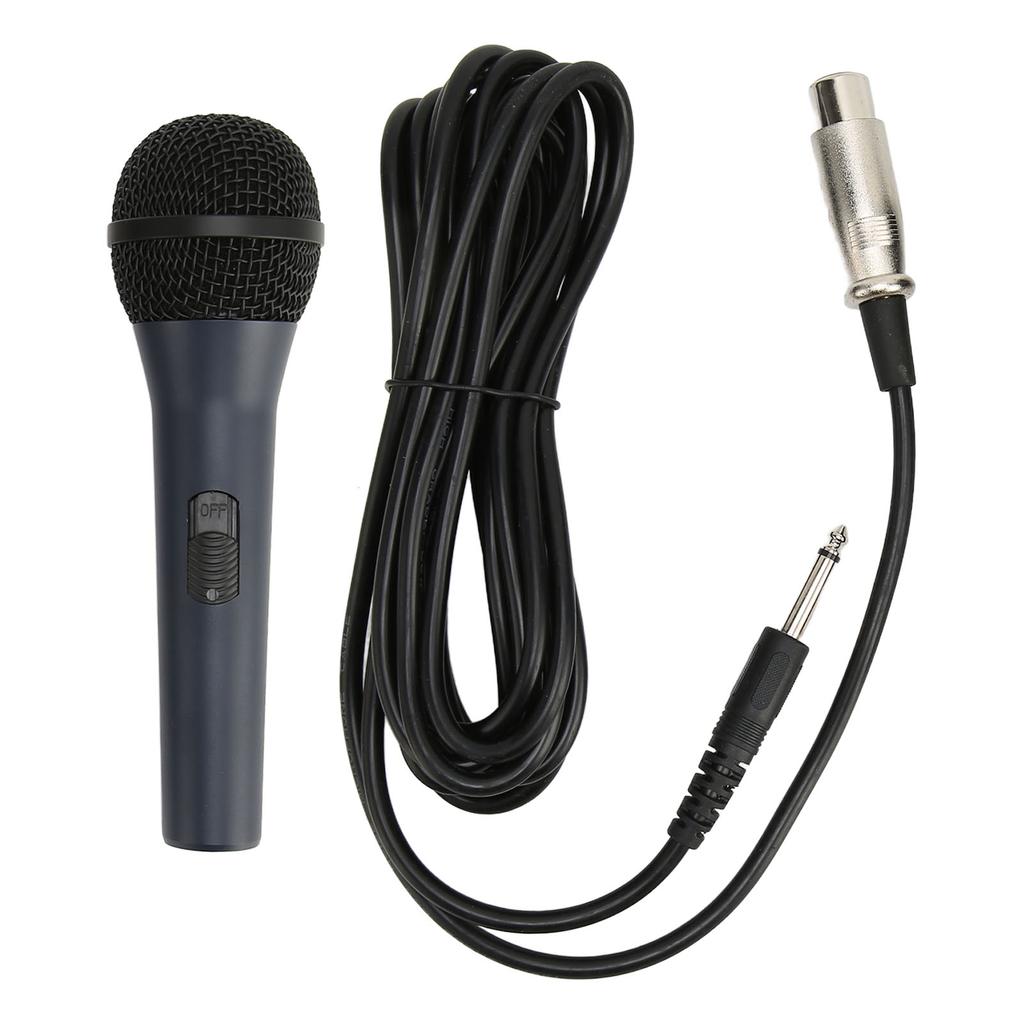 Wired Handheld Microphone Noise Reduction Dynamic 6.35mm Plug Metal Karaoke Mic for Speaker Amplifier