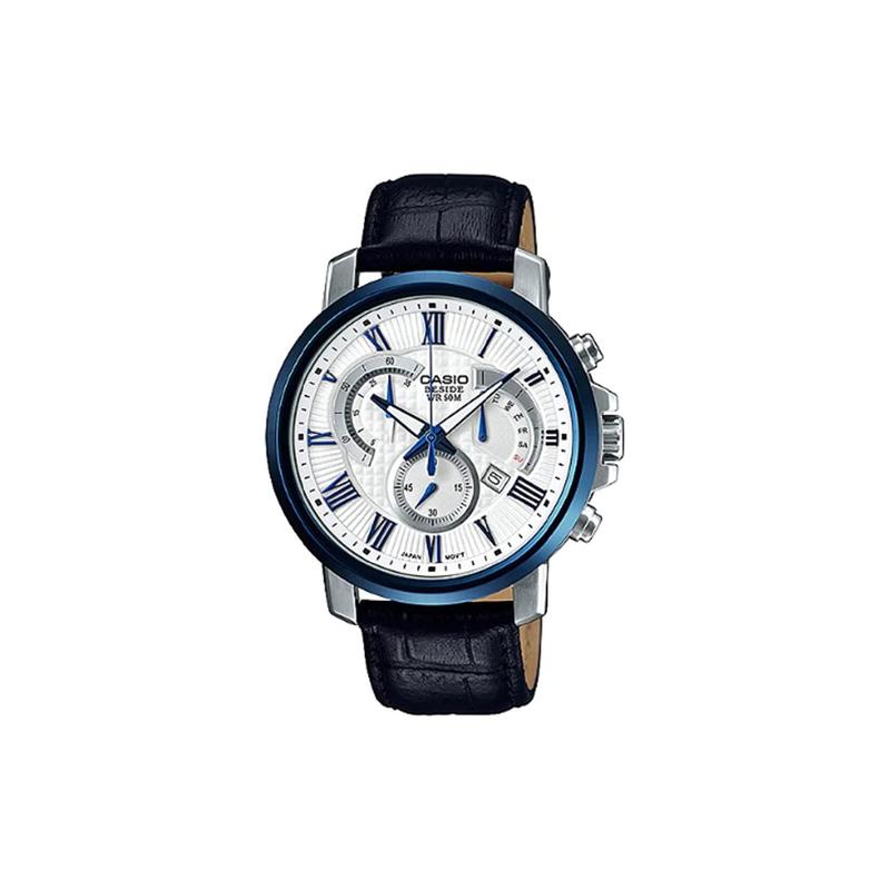 Casio Мужские кварцевые часы кожаный ремешок белый циферблат кварцевый механизм кожаный ремешок Японские и корейские часы мужские часы белый циферблат BEM-520BUL-7A1