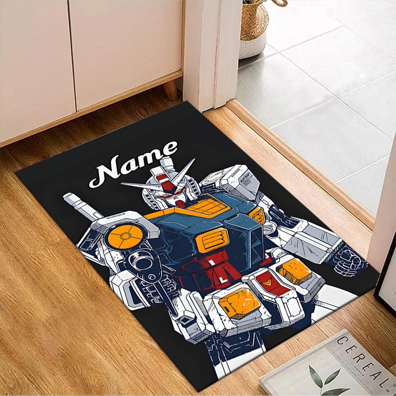 Custom Name Robotic Warrior Adventure Rug for Living Room, Game Rooms, Office, Bedroom, Floor Mat Playful Design, fan gifts Christmas decor