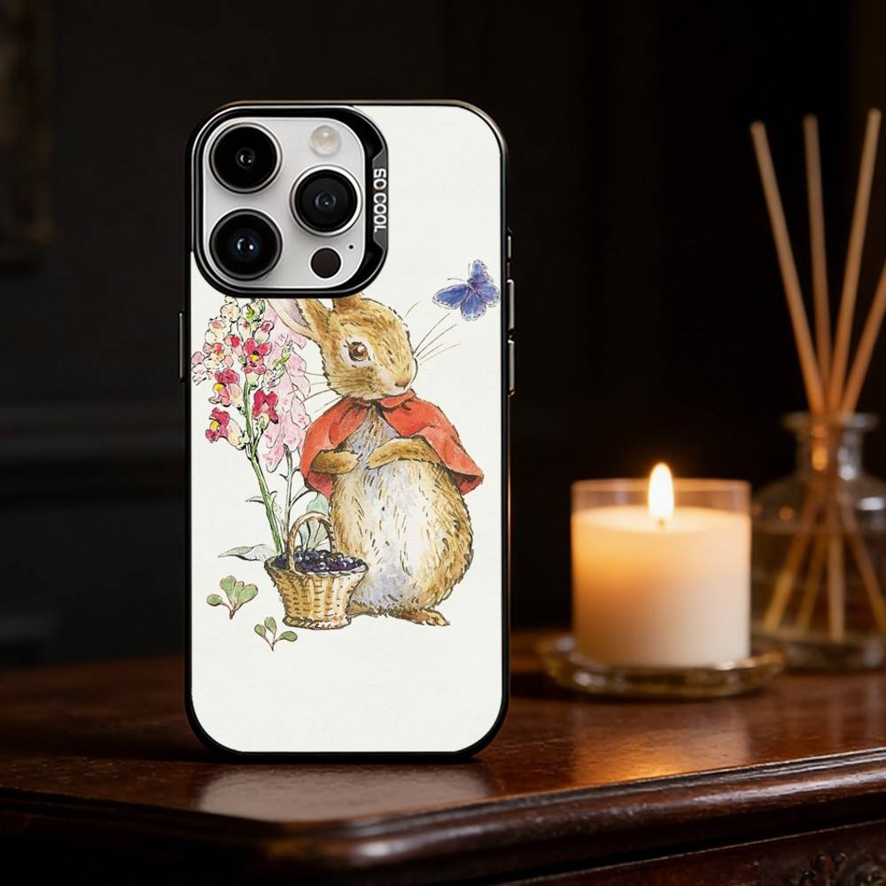 Милый Чехол для Телефона с Кроликом Питером Для iPhone 17,16,15,14,13,12,11,Pro Max,Plus Конфетный Серебристый Чехол
