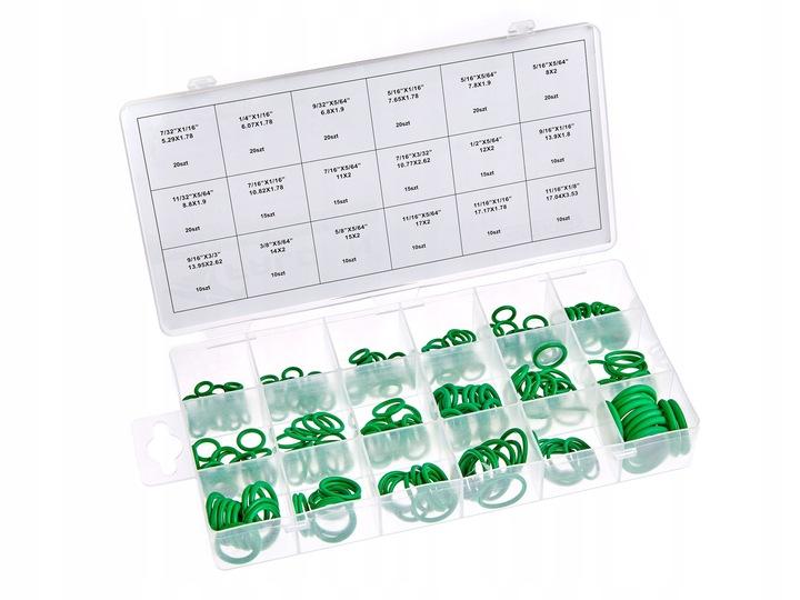 Green O-rings Seals For Air Conditioning Set of 270 O-rings Organizer