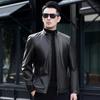 Men's Top-Grain Leather Stand Collar Jacket