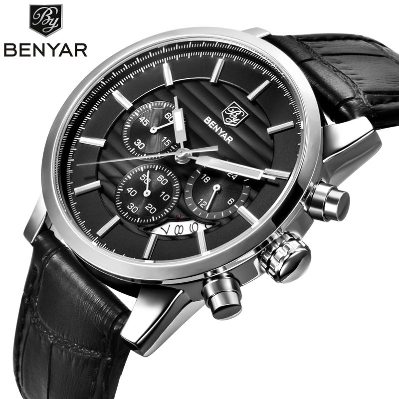BENYAR Men's Sports Waterproof Quartz Watch Top Brand Japen Movement Luxury Clock Casual
