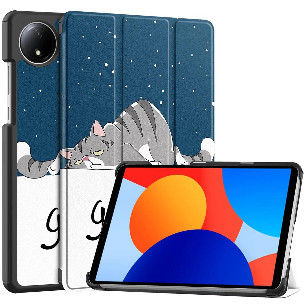 Чехол для Xiaomi Redmi Pad SE 8.7 2024, новый чехол-подставка из искусственной кожи с тремя складками, чехол-подставка для планшета, чехол для redmi pad se 8.7 дюймов, умный чехол