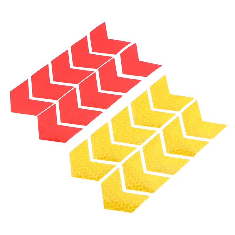 10 шт./комплект Светоотражающая лента-знак стрелки Предупреждающий стикер безопасности для бампера автомобиля, багажника, отражателя, лента-предупреждение, аксессуары для мотоцикла