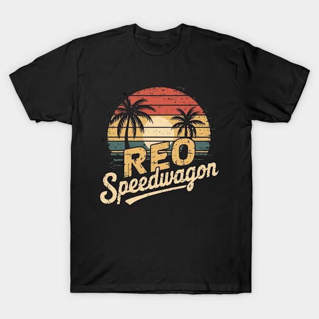 Asian Size Men Black Print T-shirt Vintage Retro 90S - Reo Speedwagon No-Cut Heat Transfer Print Cotton Tshirt