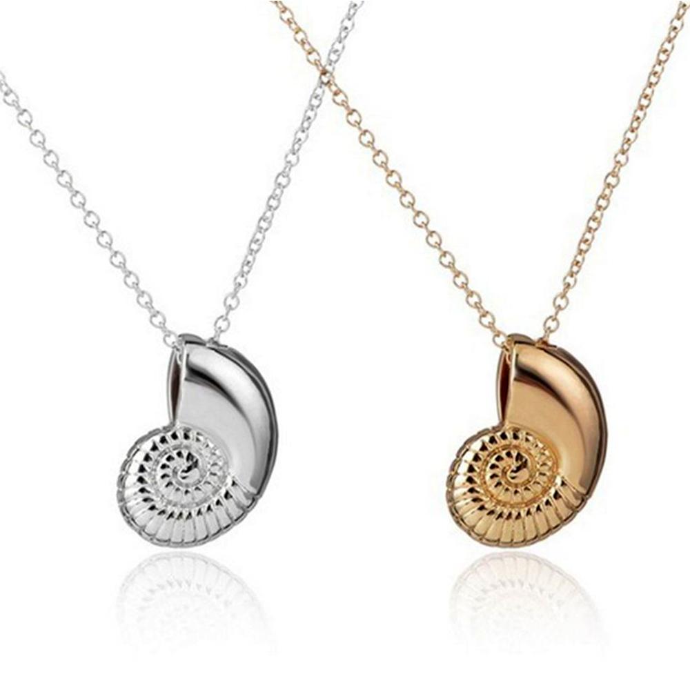 Ocean Theme Vintage Beach Style Collar Gift Zinc Zinc Alloy Pendant Sea Snail Shell Necklace Round Conch