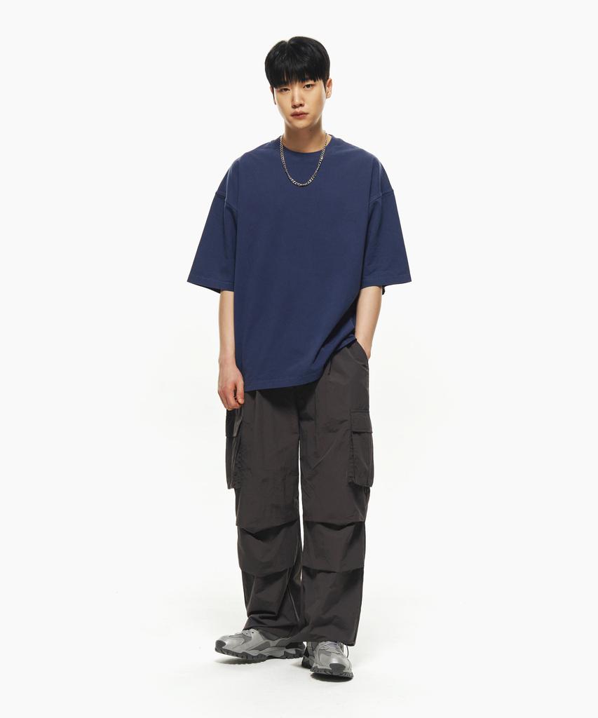 MOZMOZ Parachute Nylon Cargo Pants Charcoal