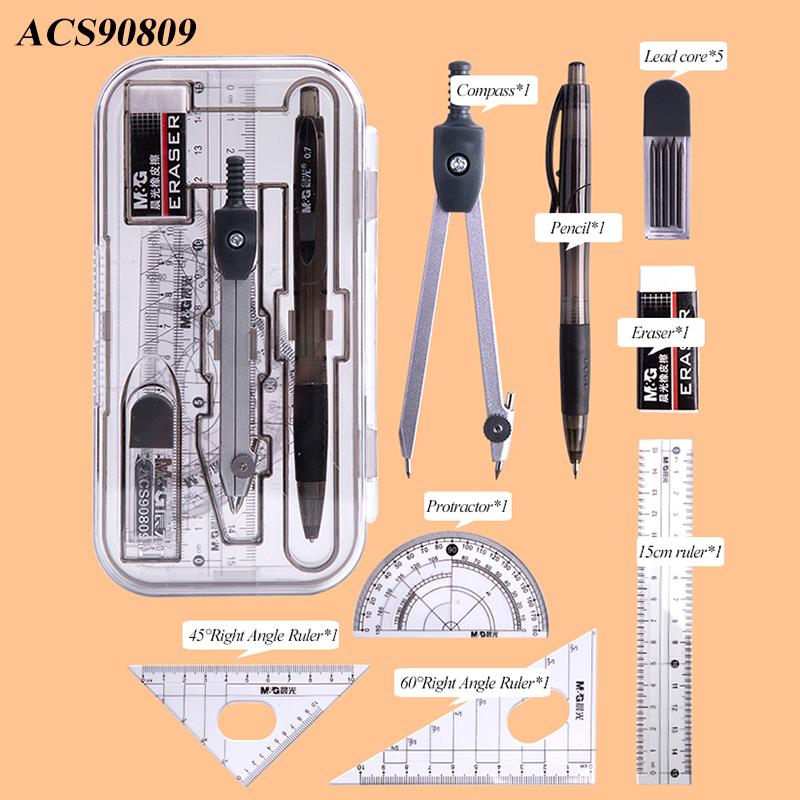 8 шт./набор циркуль линейка транспортир чертеж треугольник ластик циркуль набор математика студенты школьные принадлежности