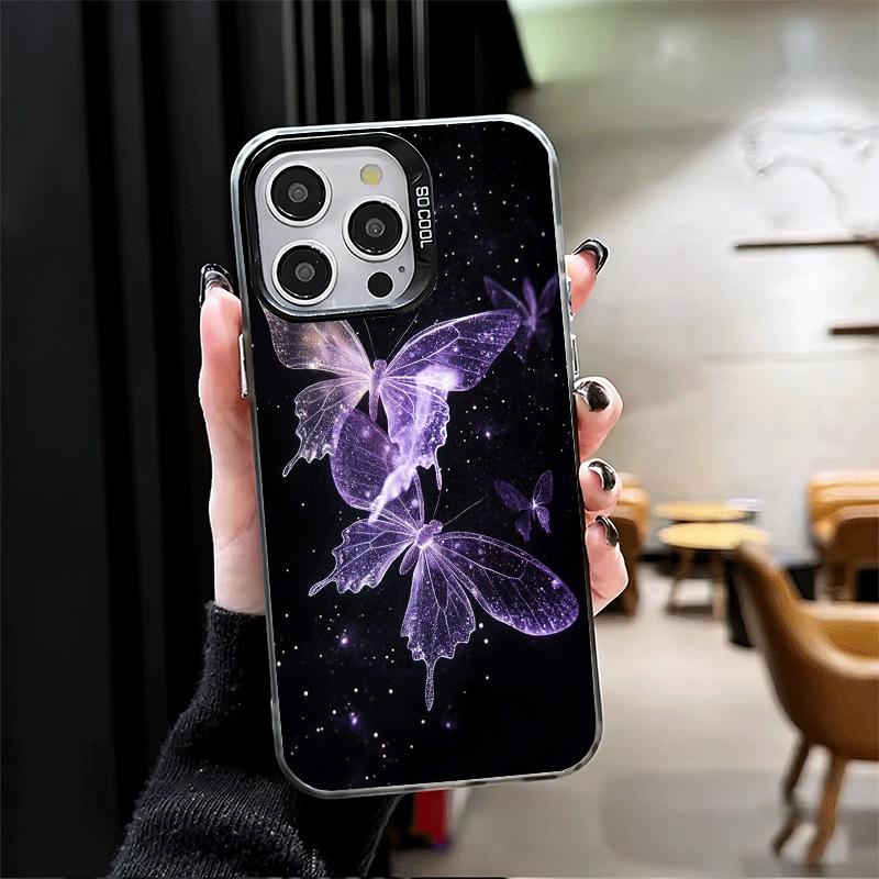 Beautiful Purple Butterfly Soft Phone Case for iPhone 15 16 17 Pro Max 17Air 16E 14 Plus 13 12 Mini Shockproof Cover Back Shell