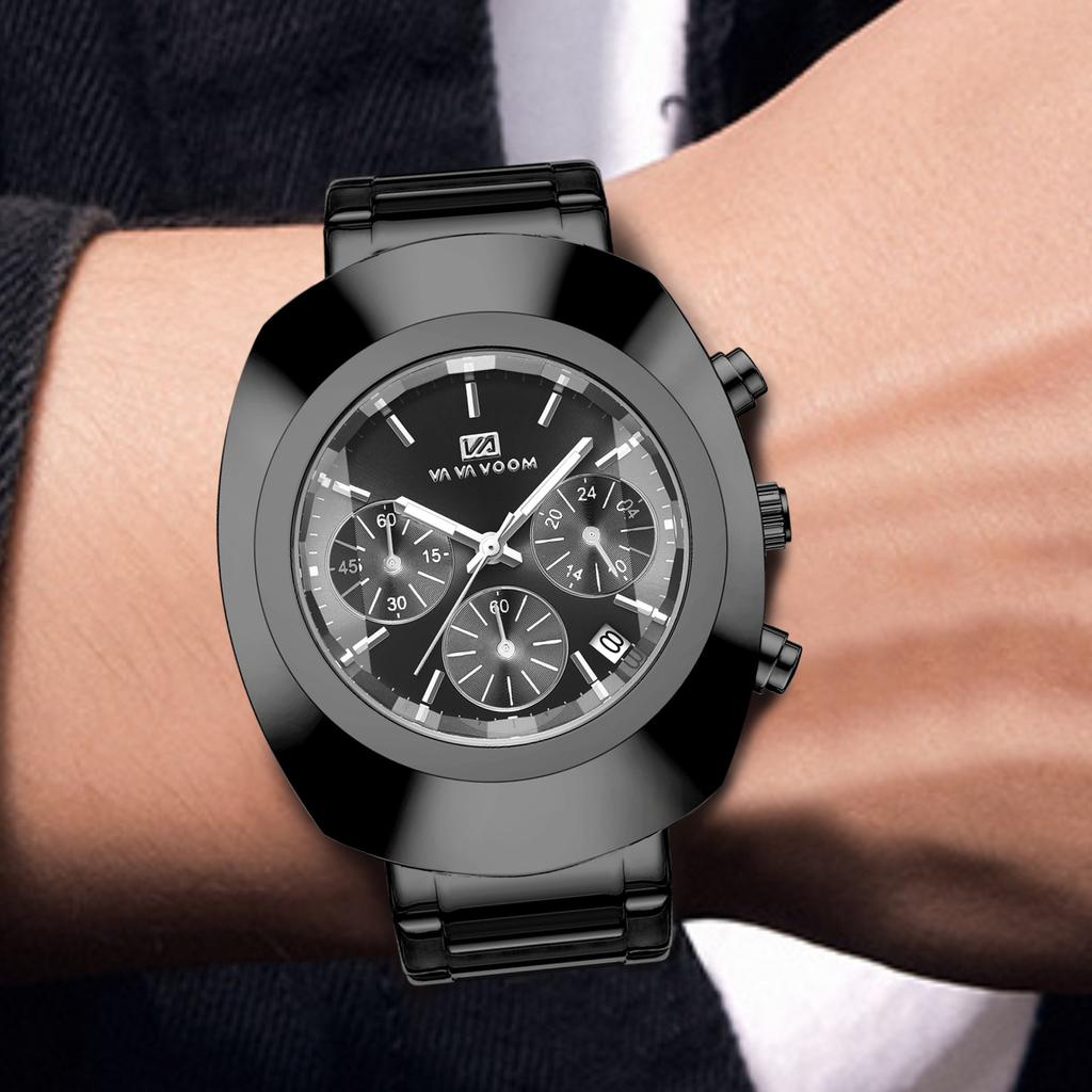 VA VA VOOM Classic Men Quartz Watches Stainless Steel Waterproof Analog Watch with Date Fashion Wristwatch Luxury Business Men's Dress Watch