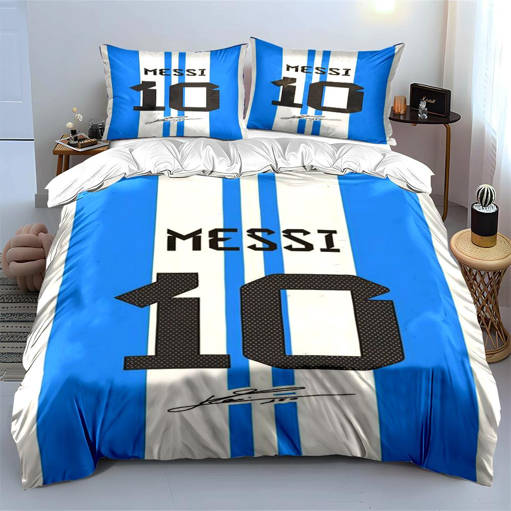 Blue and White Messi 10 Bedding Set Bedding set (1 duvet cover, 2 pillowcases, duvet not included)