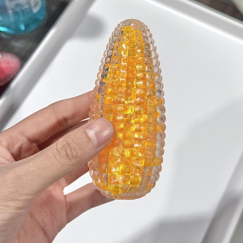 Squishy Glaze Effect Crystal Corn Squishy Toy Soft Squeeze Stress Ball Portable Fidget Relax Vent Toy For Kids Adults