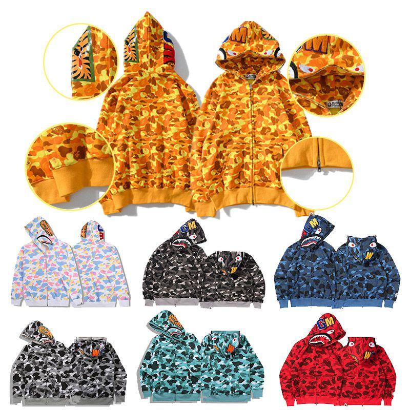 Женская куртка на молнии, мужская толстовка с принтом акулы, уличная мода