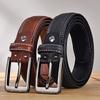 Men'S Business Single-Pin Buckle First-Layer Cowhide Belt, Retro Wear-Resistant Pure Cowhide Leather Belt