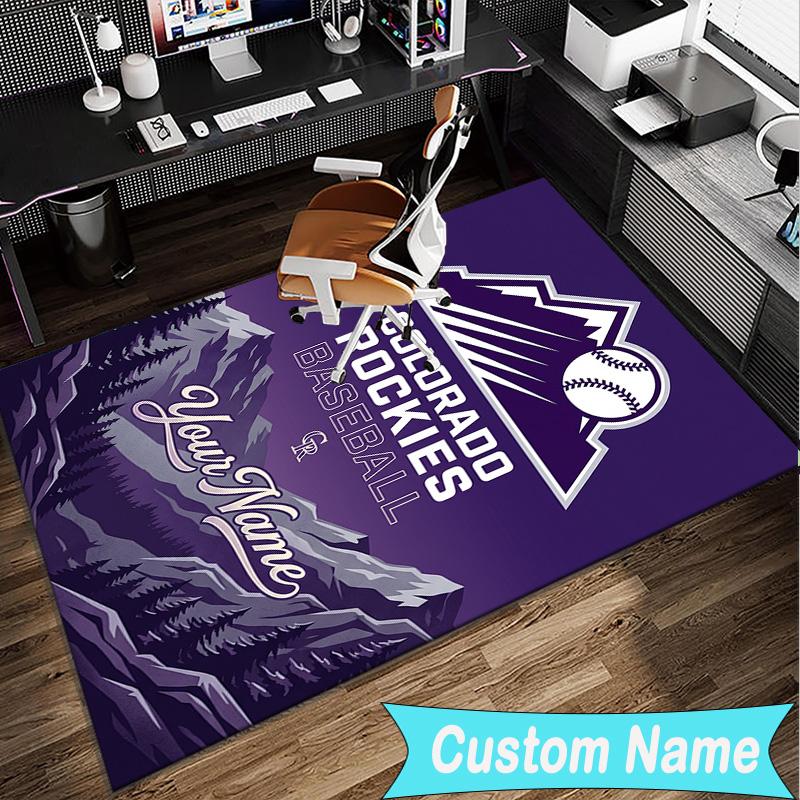 Custom Name Rug Rockies Baseball Area Rug Suitable for Indoor And Outdoor,Carpets for Homes, Offices,Living Rooms,Home Decor,Christmas Gift