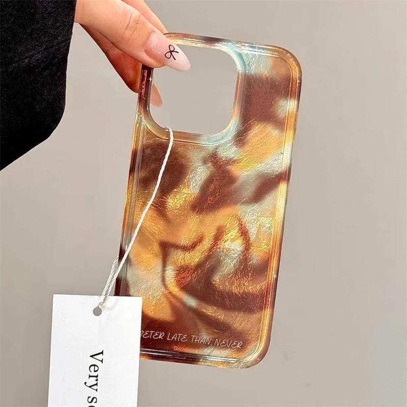 Fashion Brown Grey Gradient Phone Case for IPhone 16 15 14 13 12 11 Pro Max X XR XSMAX 8 7 Plus Vortex Pattern Hard Back Cover