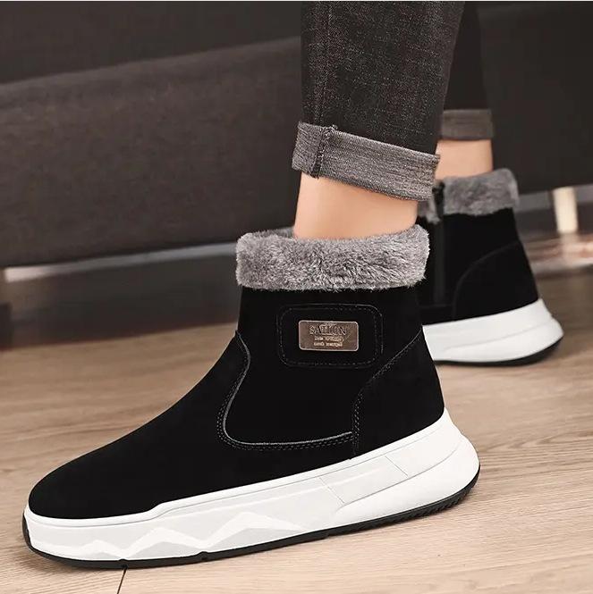 Зимние мужские ботинки для снега 2024 года, новые бархатные утолщенные, утепленные, водонепроницаемые, теплые, с мехом, с интегрированным хлопком, северо-восточные большие ботинки