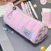 Розовый чехол-карандаш в рулоне для полотенец Kawaii, мягкая сумка для хранения ручек, косметичка, мультяшная большая вместимость, студенческие канцелярские принадлежности, школьные принадлежности