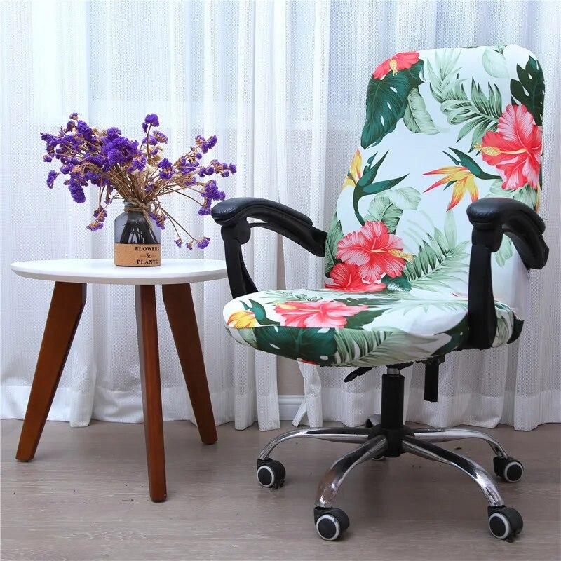 Office Rotating Computer Chair Cover Elastic Printed Chair Covers Anti-dirty Washable Lift Seat Protector Case for Meeting Room