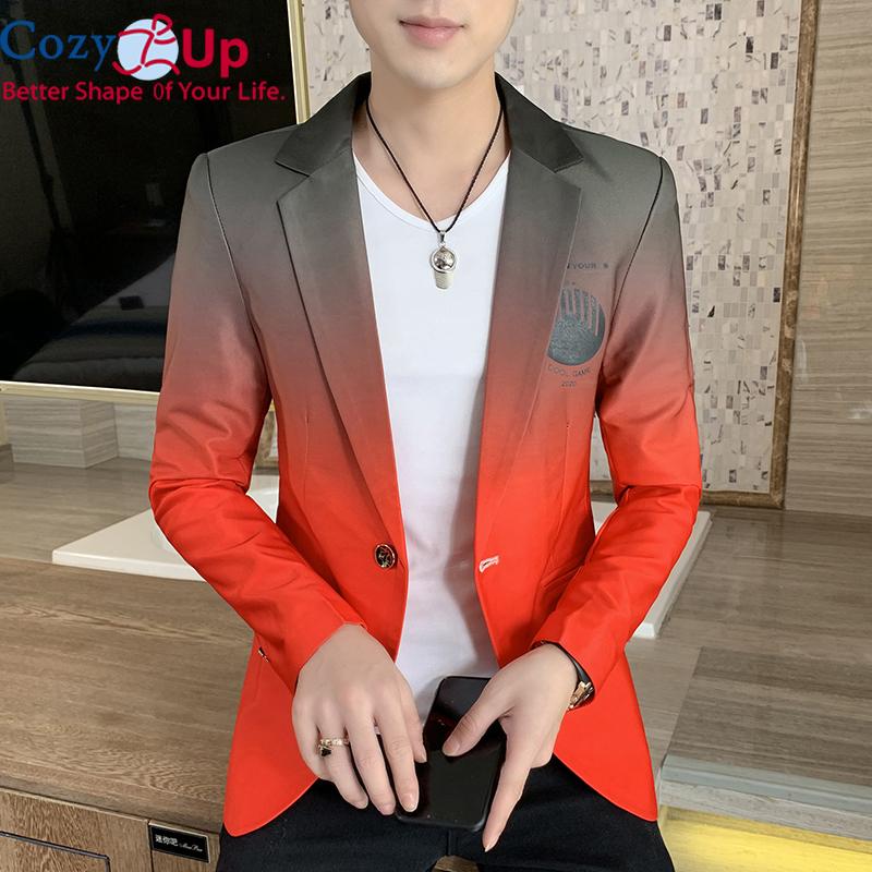 Cozy Up Men New Gradient Suit Blazer Korean Style Slim Fit Casual Fashion Trend Dress Jacket
