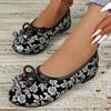 Большой размер весна новая женская повседневная одинарная обувь вышивка цветами лен удобные балетки тканевая обувь женская