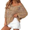 2025 Spring-Summer Crochet Hollow Seven-Sleeve Knit Pullover