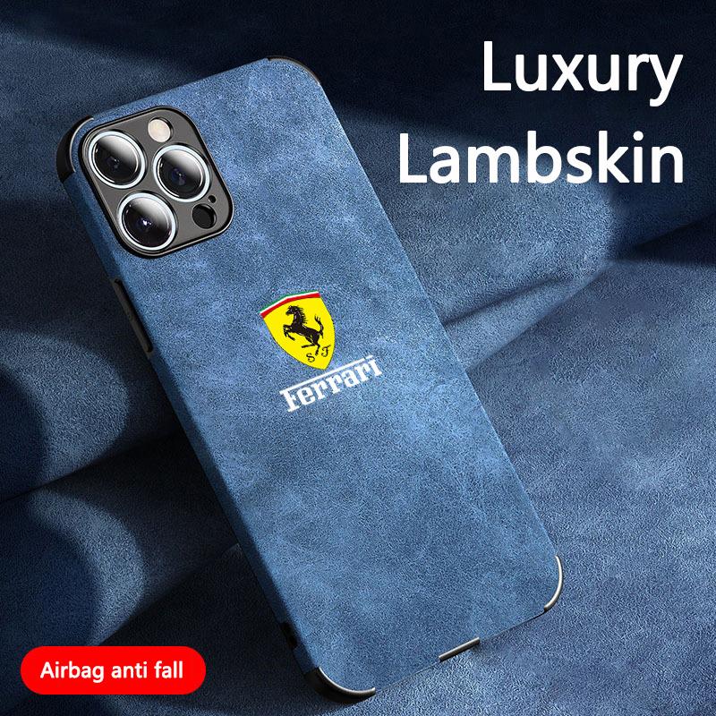 Автомобильный Чехол-Наклейка из Замши Для Ferrari Для iPhone 16 15 13 14 Pro Max Mini 8 XR XS 16 Plus 15Pro Max