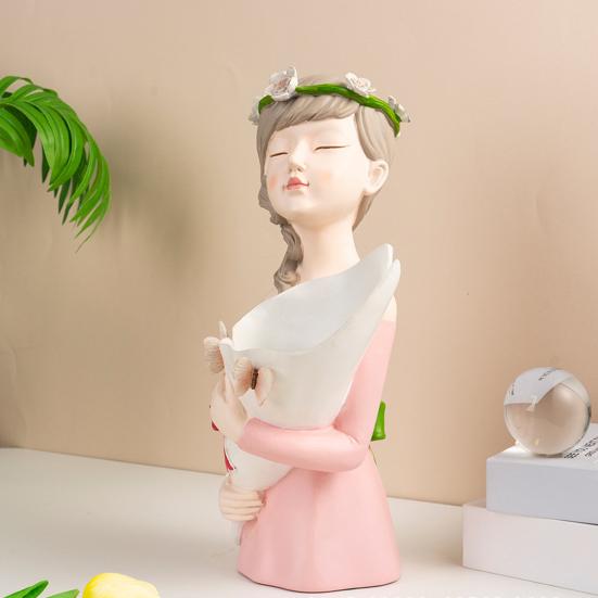 Ваза из смолы, фигурка девушки, держатель для цветов, настольный вазон, современная шикарная декоративная статуэтка, украшения для стола