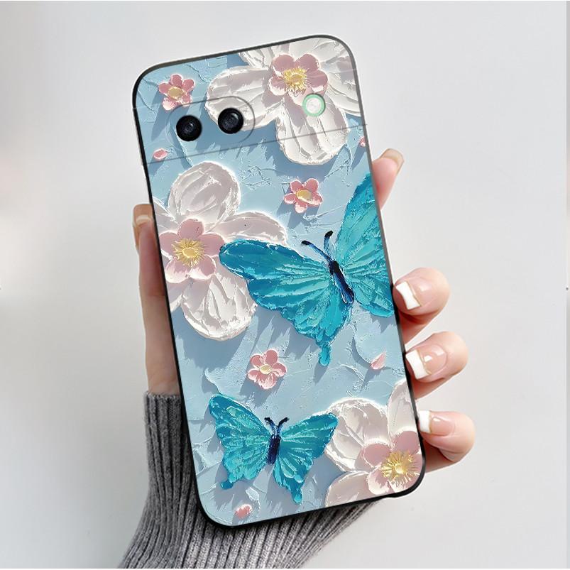 Luxury Fashion Butterfly Flower Silicone Soft Phone Case For Google Pixel 8A 7A 6A Thin Slim Back Cover Shell Shockproof Cases