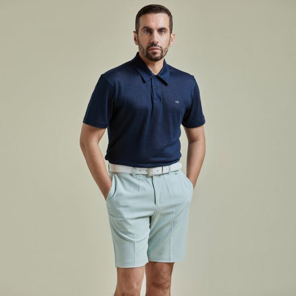 Lambda Men S Linen Polo Short Sleeve Midnight Navy 26117