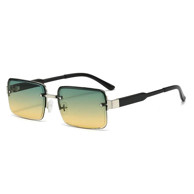 Korean Fashion Aviator Sunglasses For Men And Women Metal Small Square Frame Gradient Lens Shades Glasses Outdoor UV Resistance