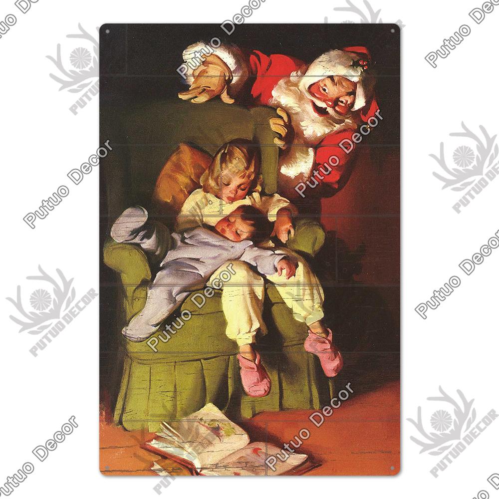 Decor Christmas Vintage Tin Sign Plaque Metal Retro Plate Poster for Club Living Room Kitchen Home Wall Art Decoration
